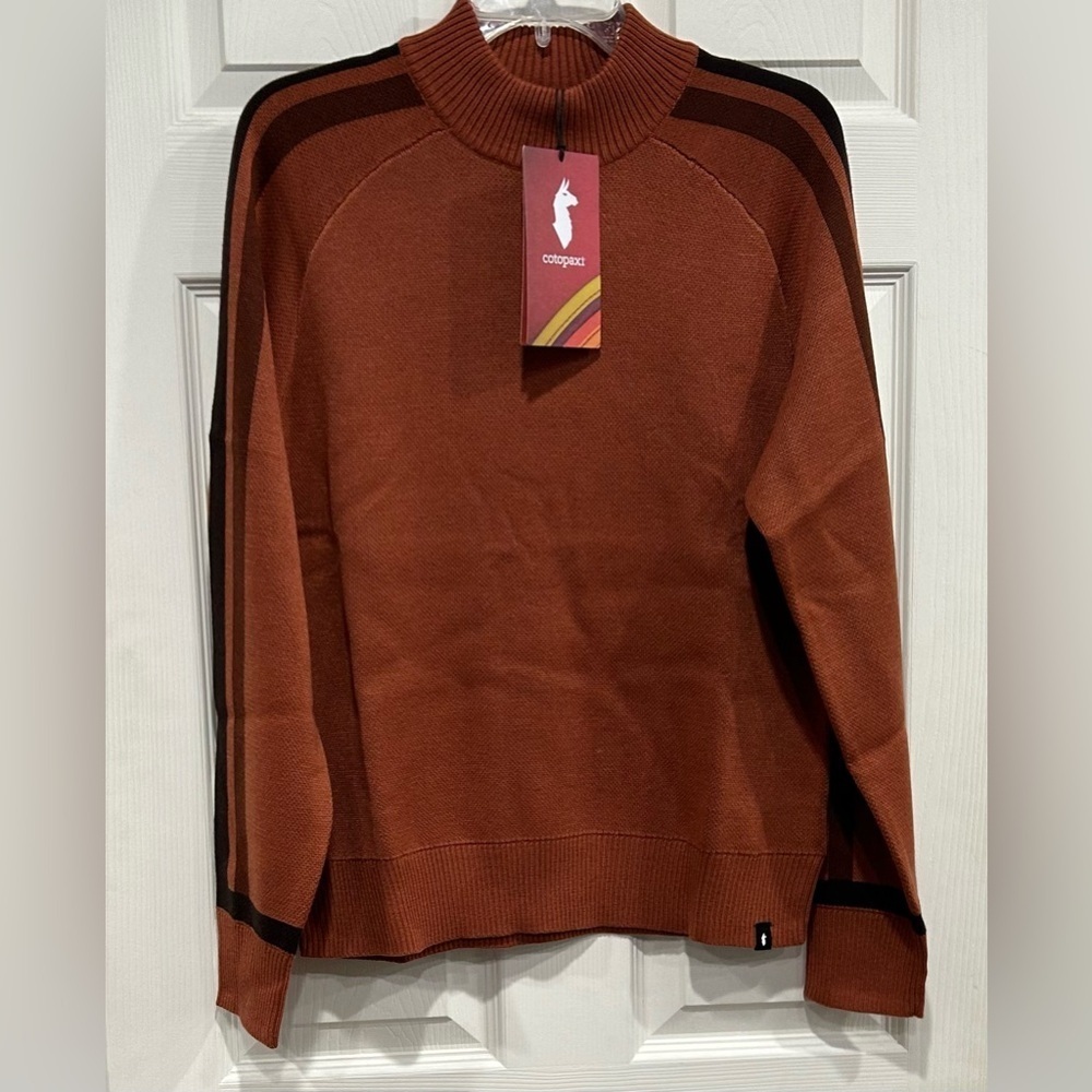 Cotopaxi Women's Large Libre Mock Sweater Faded Brick Rust Merino Wool NWT